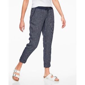 Athleta Stripe Bali Linen Ankle Pant‎ Navy Blue White 8